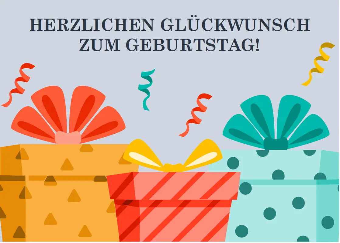 Geburtstagskarte „Bunt eingepackte Geschenke“ modern-simple