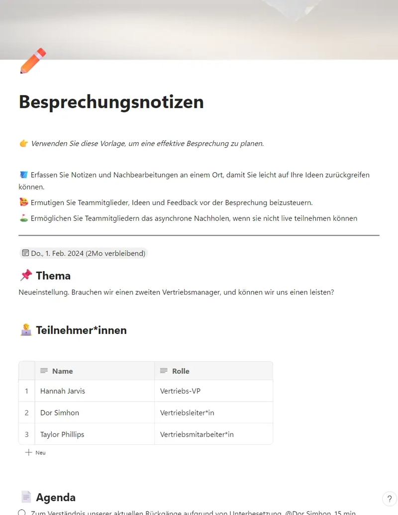 Besprechungsnotizen