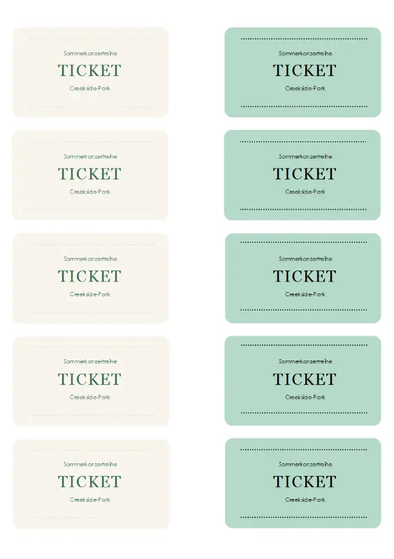 Veranstaltungstickets (zehn pro Seite) green modern simple