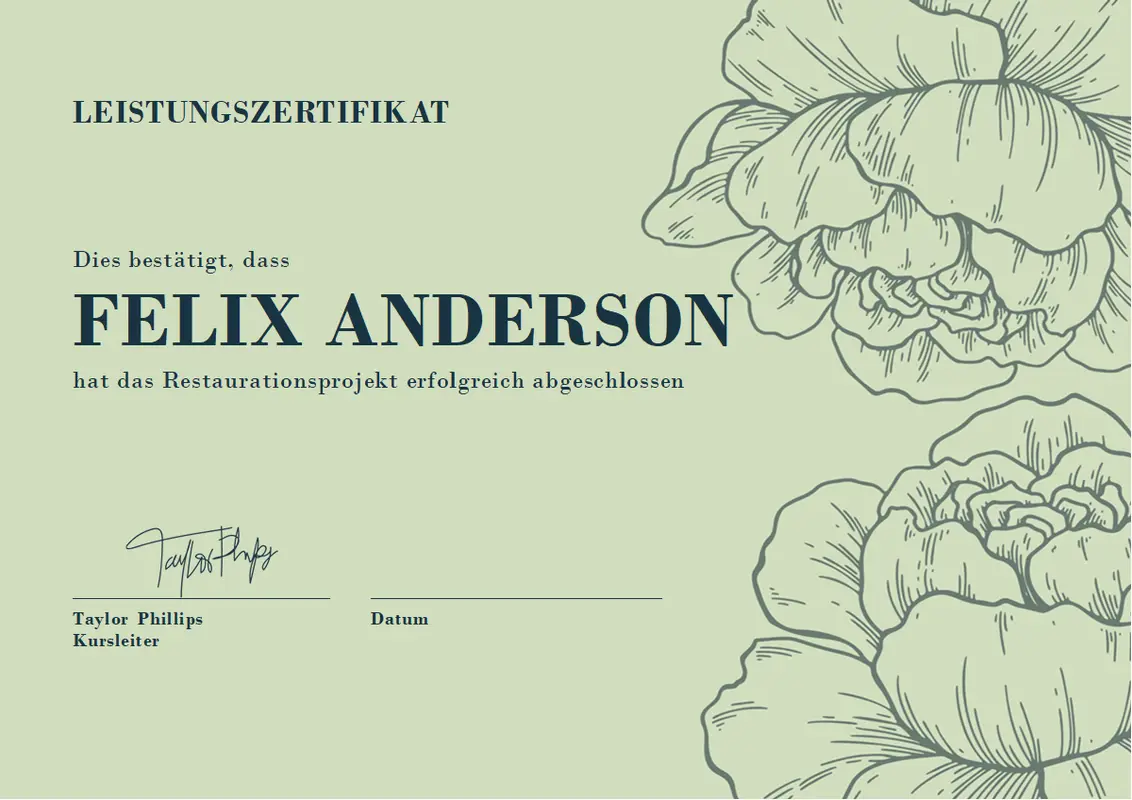 Leistungsurkunde vintage-botanical