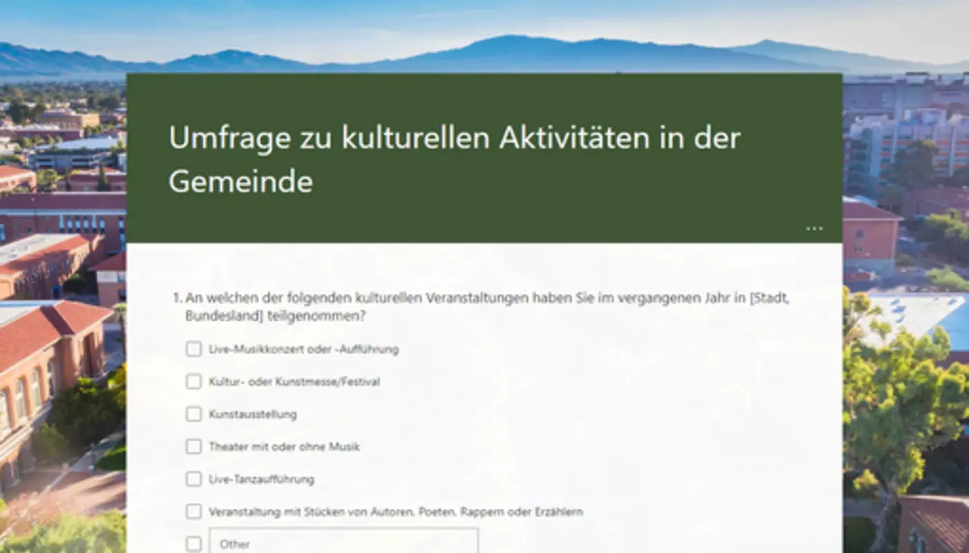 Umfrage zu kulturellen Aktivitäten der Community green