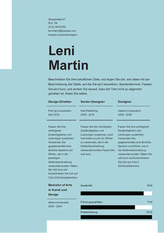 Klarer eleganter Lebenslauf modern simple