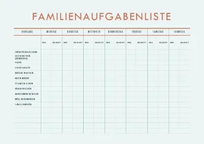 Familienhaushaltsplan blue modern simple