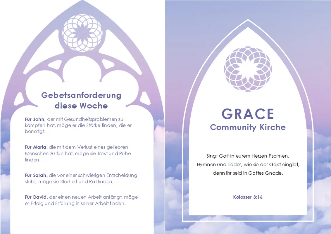 Kirchenanzeiger (gefaltet) modern simple