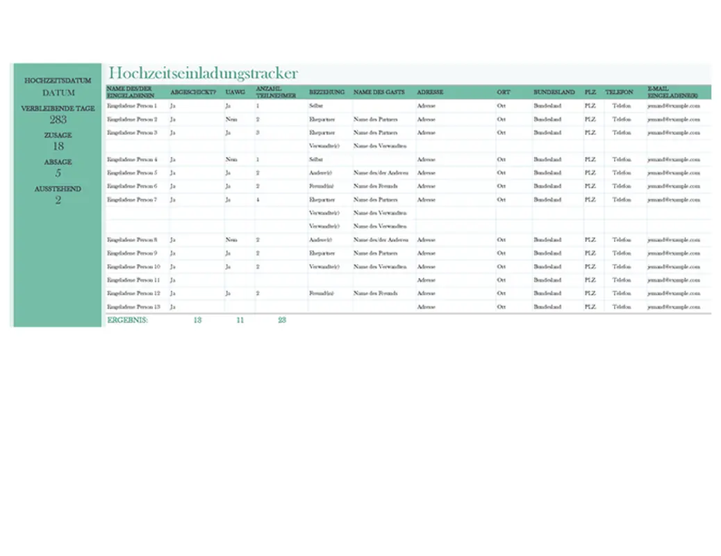 Hochzeitseinladungstracker
