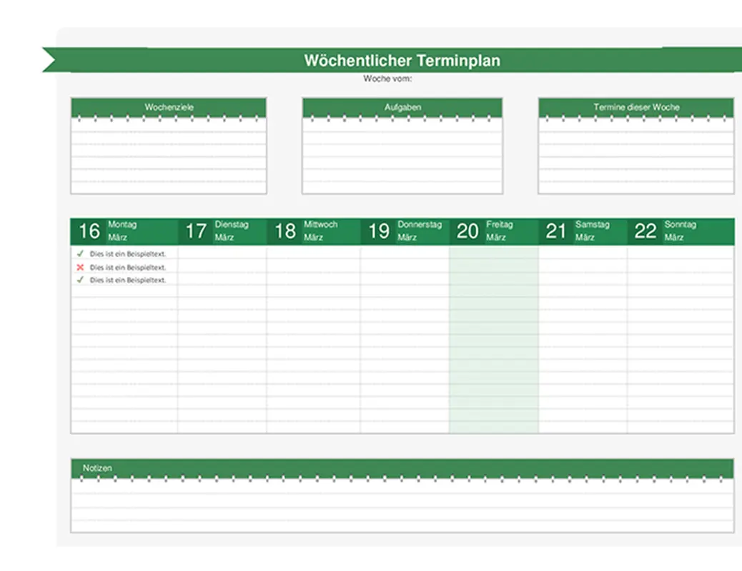 Wöchentlicher Terminplan modern-simple