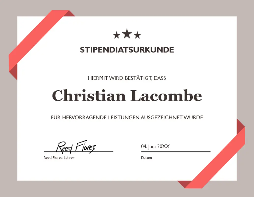 Stipendiatsurkunde modern simple