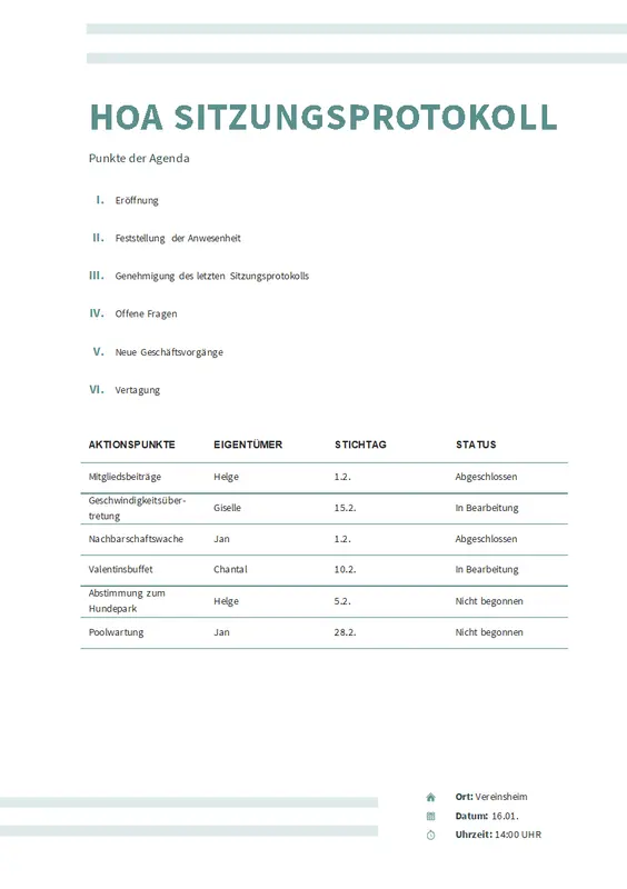Sitzungsprotokoll mit Doppelstreifen modern simple