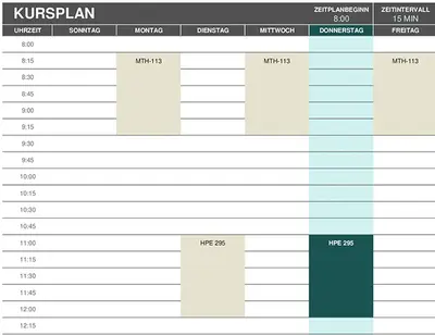 Stundenplan modern-simple
