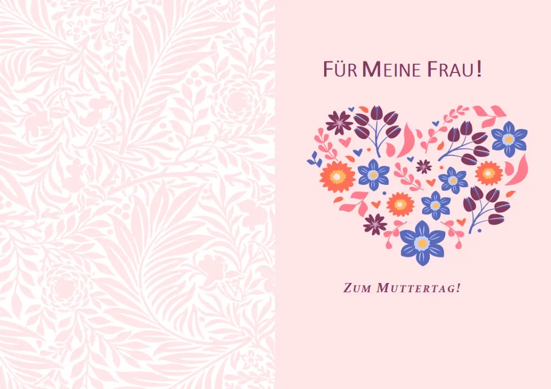 Muttertagskarte im floralen Herz-Design pink vintage-botanical