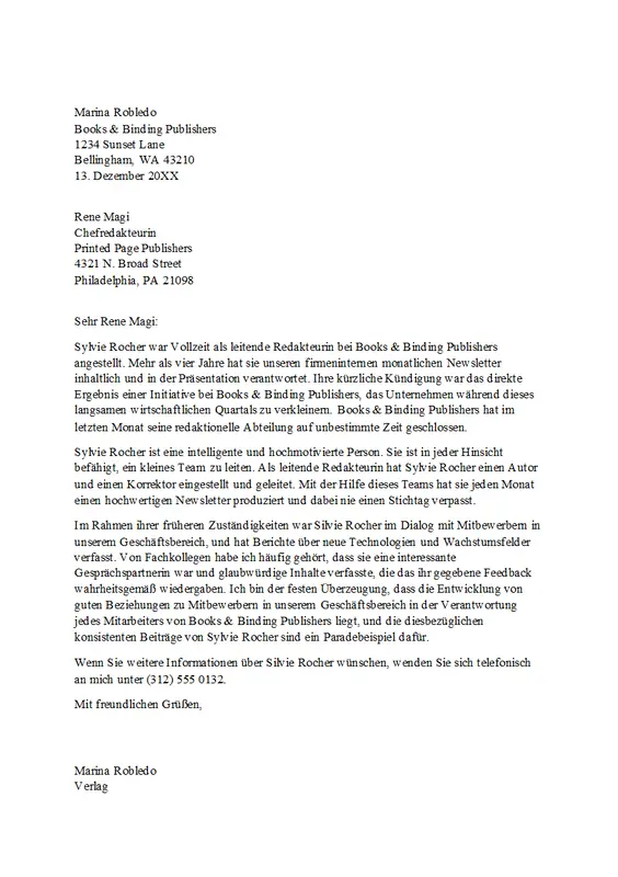 Empfehlungsschreiben für berufliche Mitarbeiter modern simple