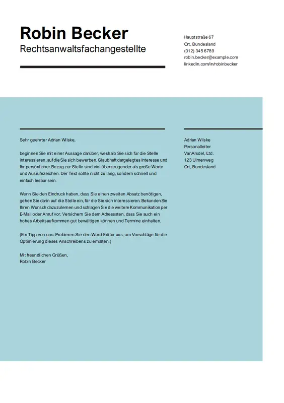 Aussagekräftiges Anschreiben modern simple