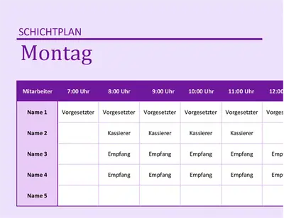 Schichtplan für Mitarbeiter modern simple