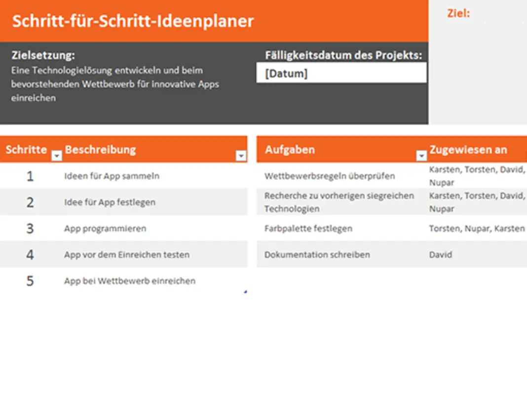 Ideenplaner orange modern simple