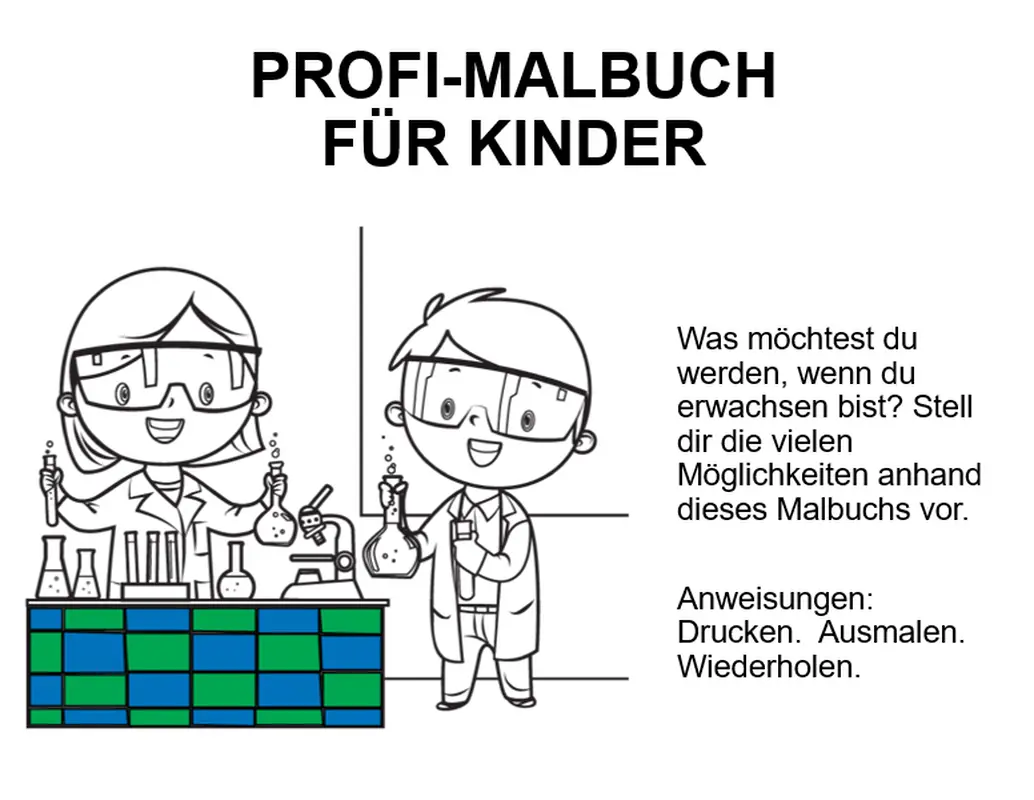 Kindermalbuch zum Thema Beruf whimsical color block
