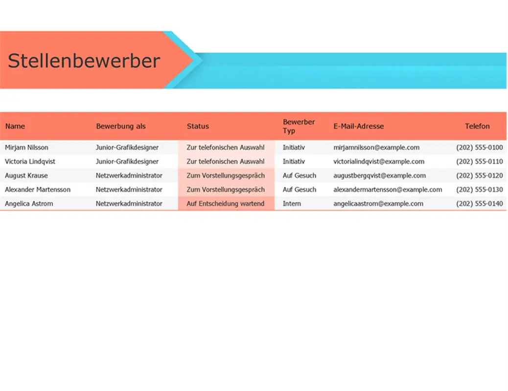 Tracker für Stellenbewerber modern simple