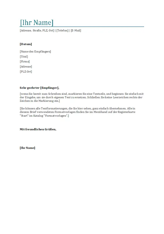 Anschreiben (blau) modern simple