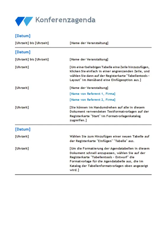Konferenzagenda vintage floral