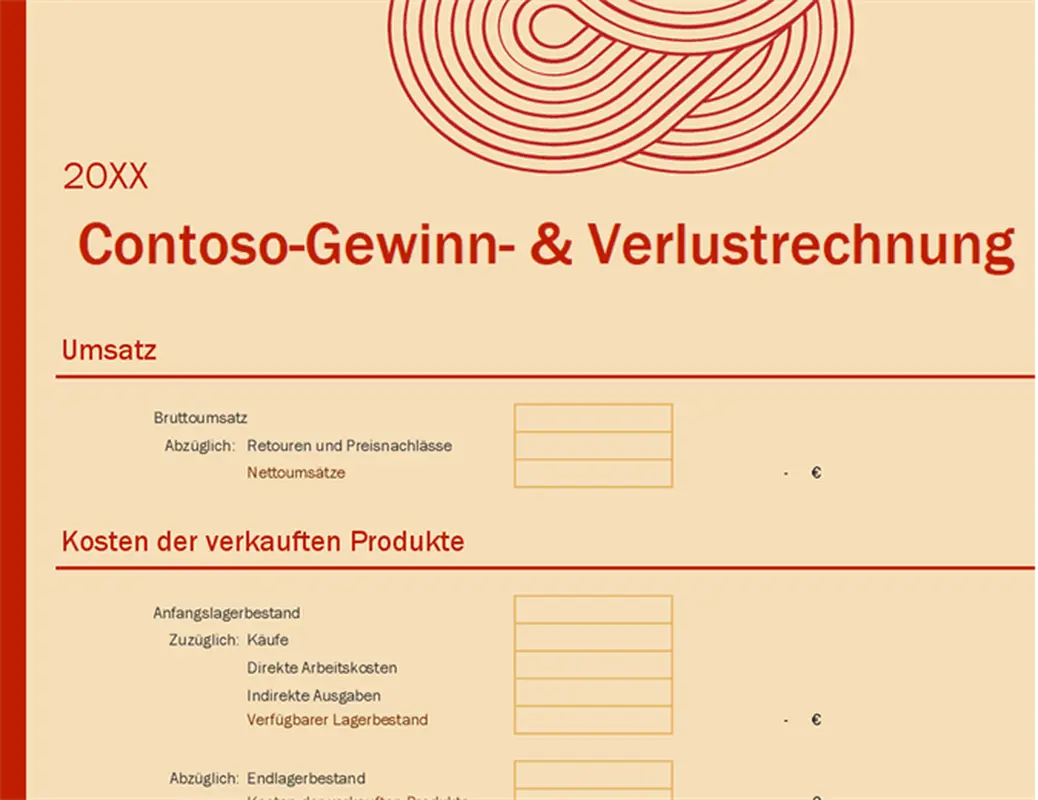 Gewinn- & Verlustrechnung für Kleinunternehmen modern simple