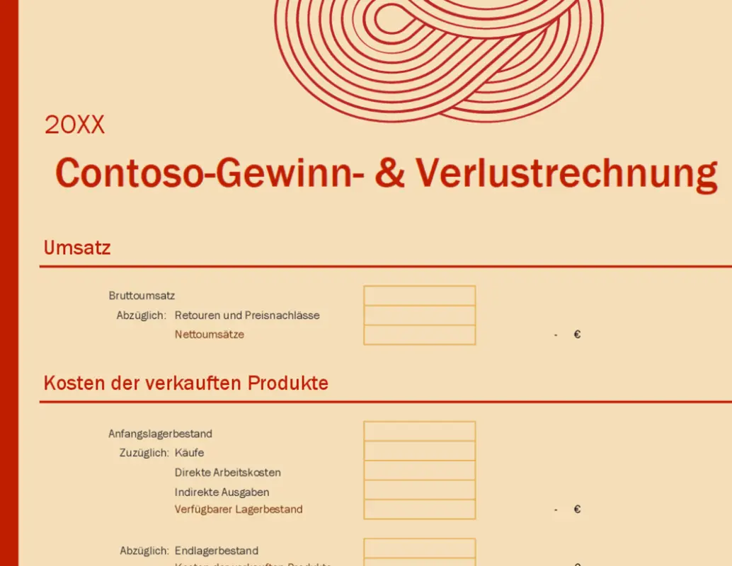 Gewinn- & Verlustrechnung für Kleinunternehmen orange modern simple