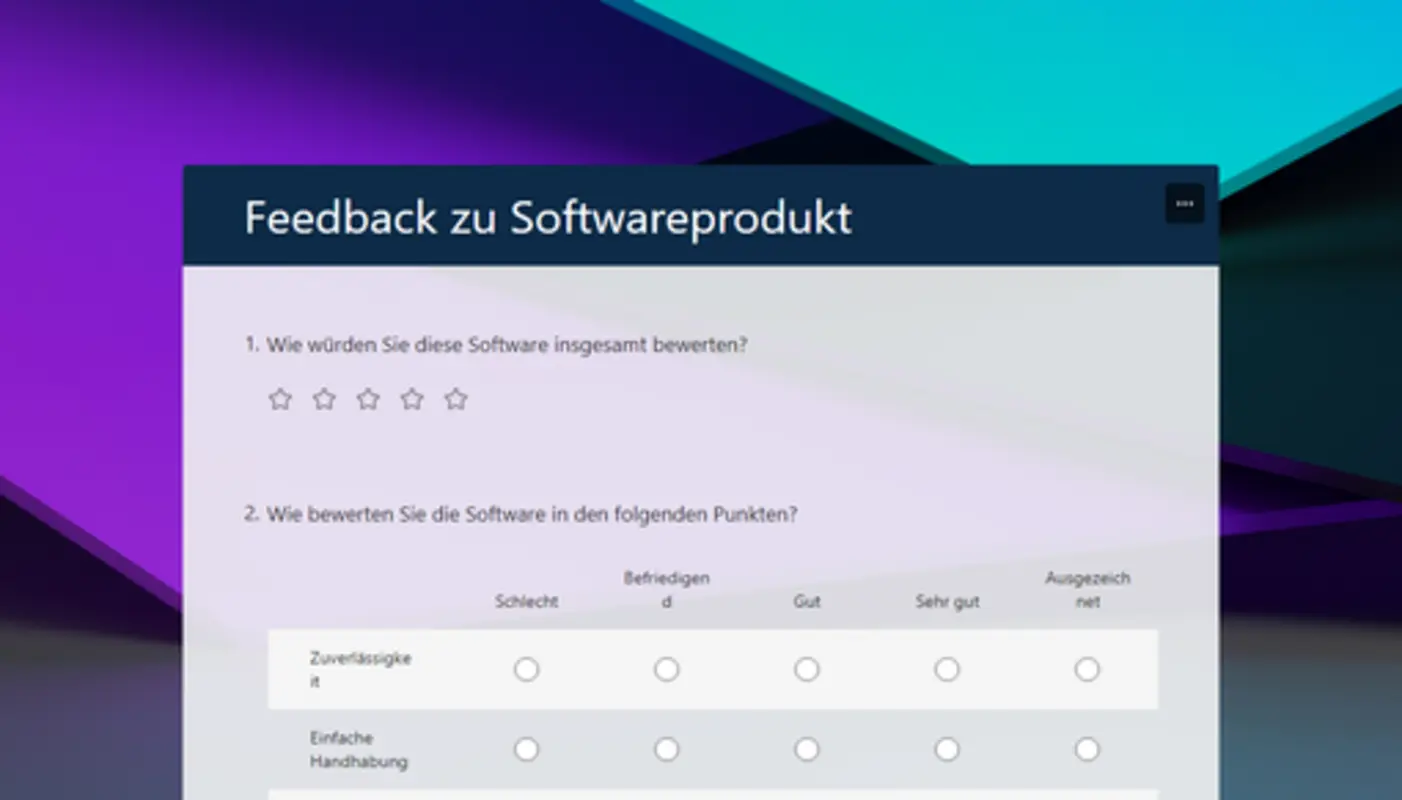 Feedback zu einem Softwareprodukt purple