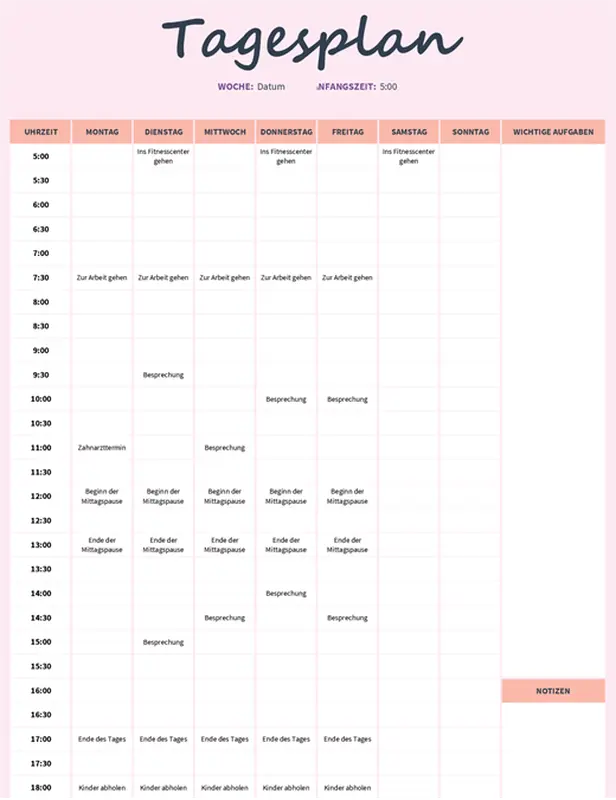 Tagesplan modern-simple