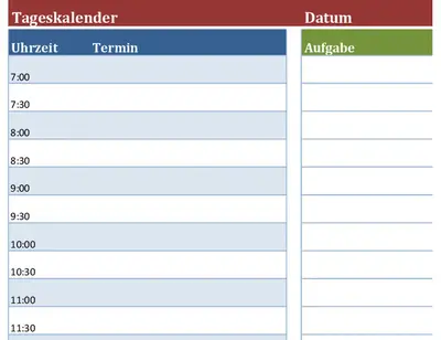 Leerer Tageskalender