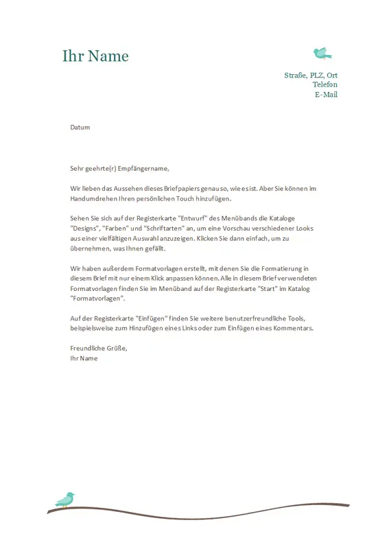 Privater Briefkopf modern-simple