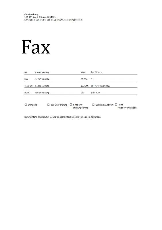 Faxdeckblatt modern simple