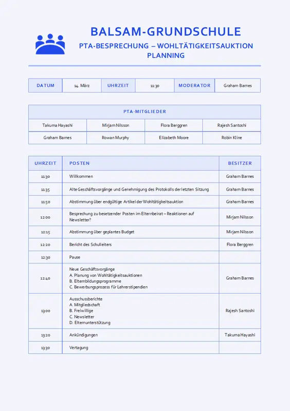 Besprechungsprotokolle des Boards modern simple