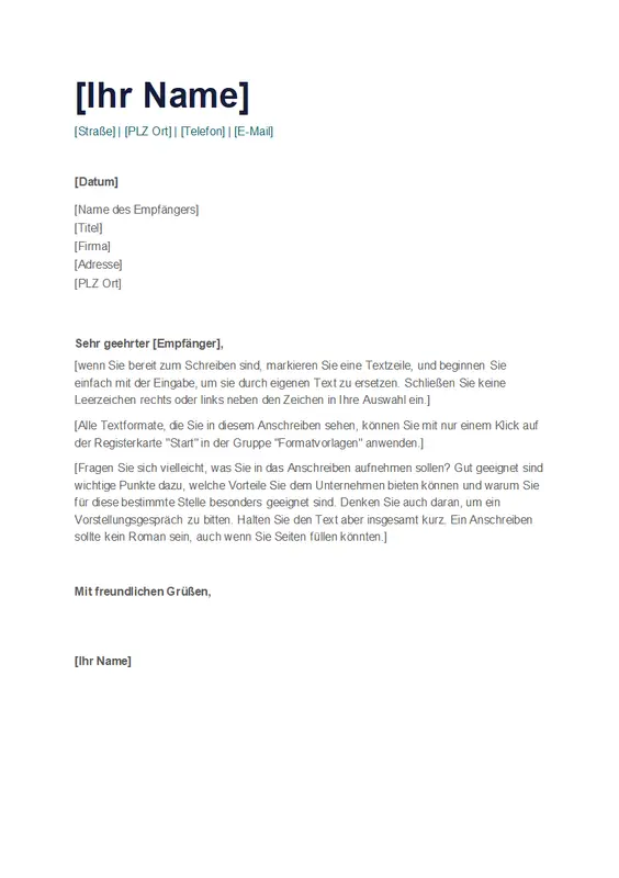 Einfaches Anschreiben