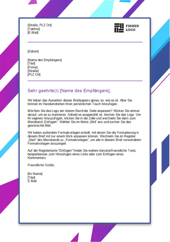 Briefkopf „lila Grafik“ modern-geometric