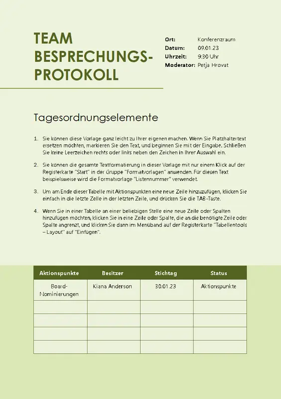 Notizen zu Teambesprechung modern simple