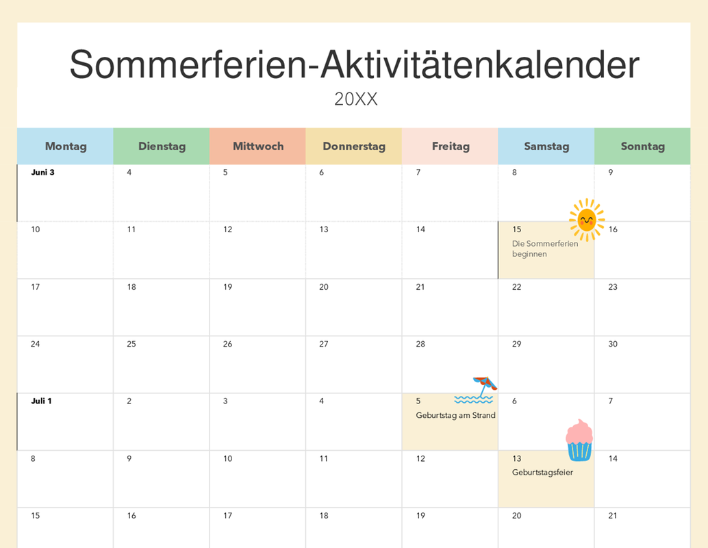 Kalender – Sommerpausen blue modern-simple