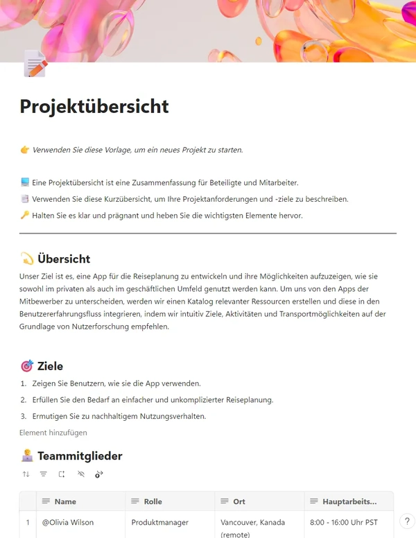 Projektübersicht