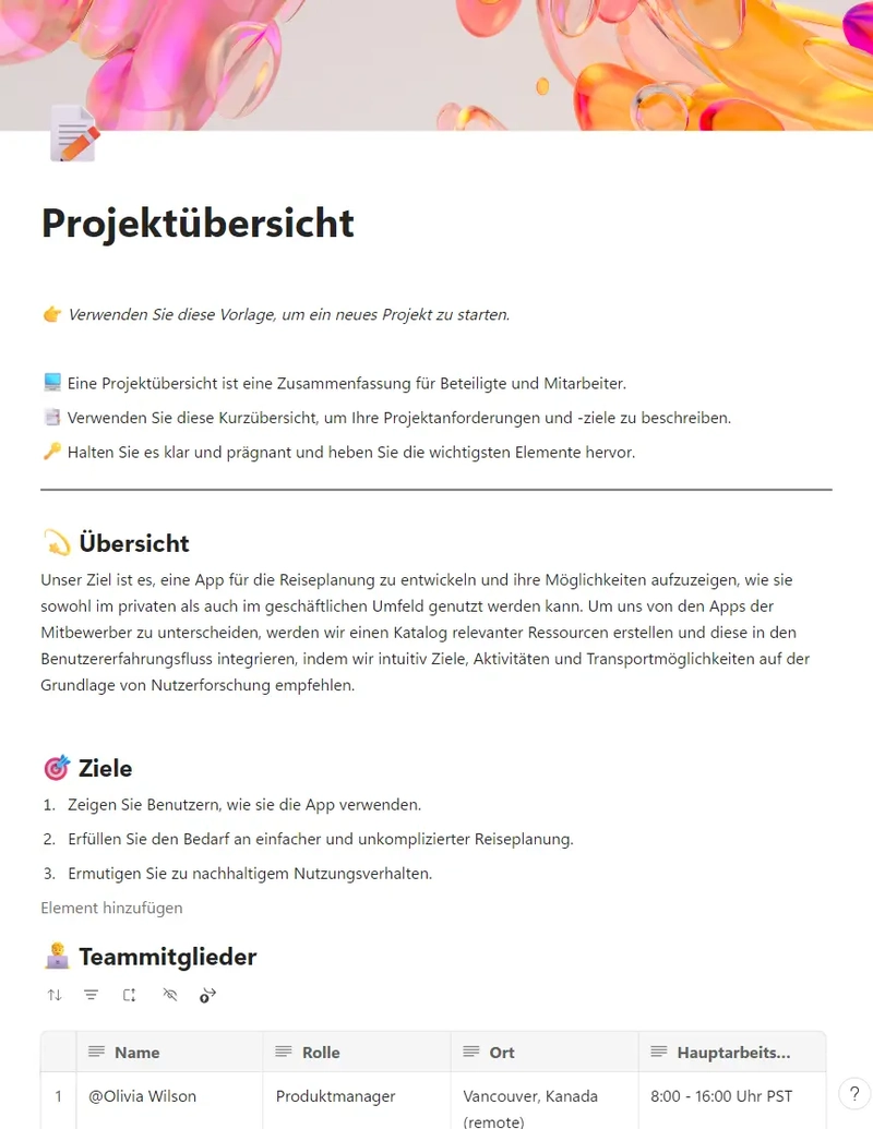 Projektübersicht