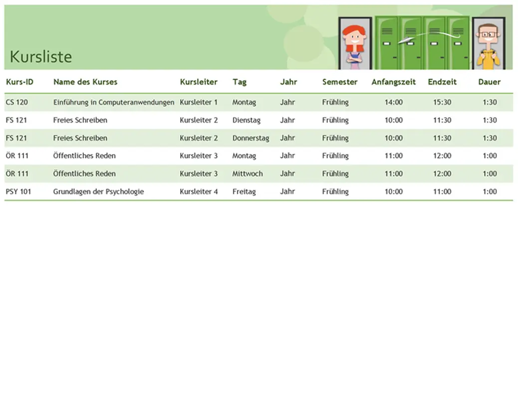 Semesterkalender modern simple