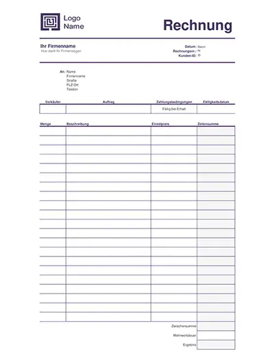 Verkaufsrechnung (Design „Einfache Linien“)