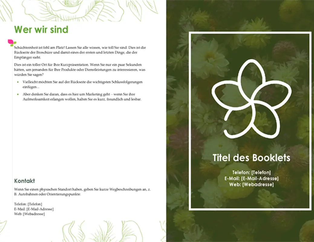 Grüne florale Werbebroschüre