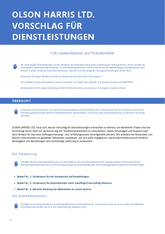 Angebot für Unternehmensdienstleistungen modern simple