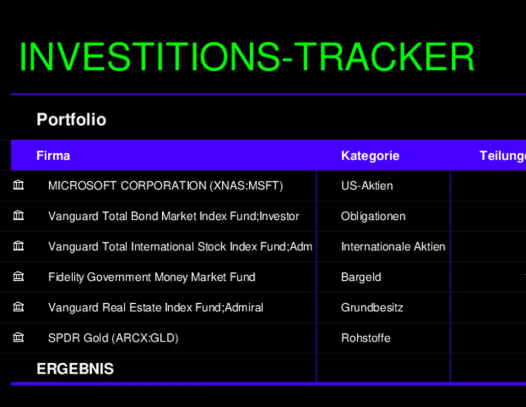Investitions-Tracker black modern simple