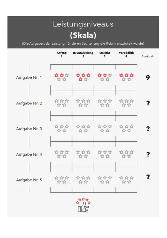 Benotungsrubrik modern simple