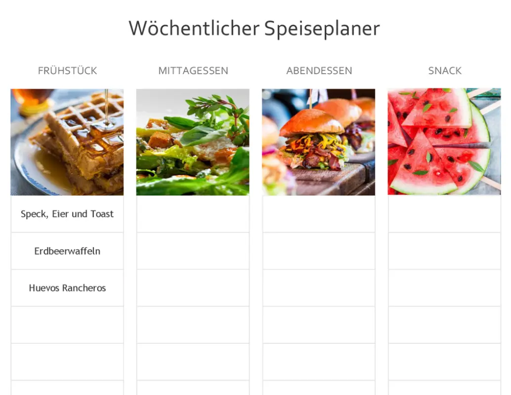 Einfacher Wochenspeiseplan modern-simple