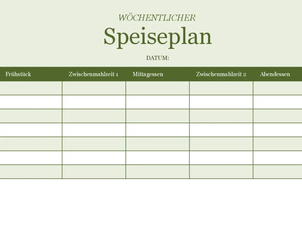 Wochenspeiseplan green modern-simple
