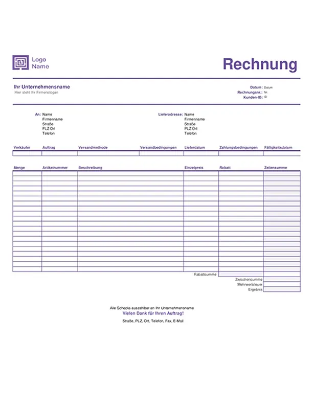 Verkaufsrechnung (Design „Einfache Linien“) modern-simple