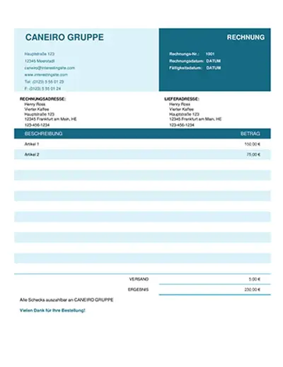 Standardrechnung modern simple