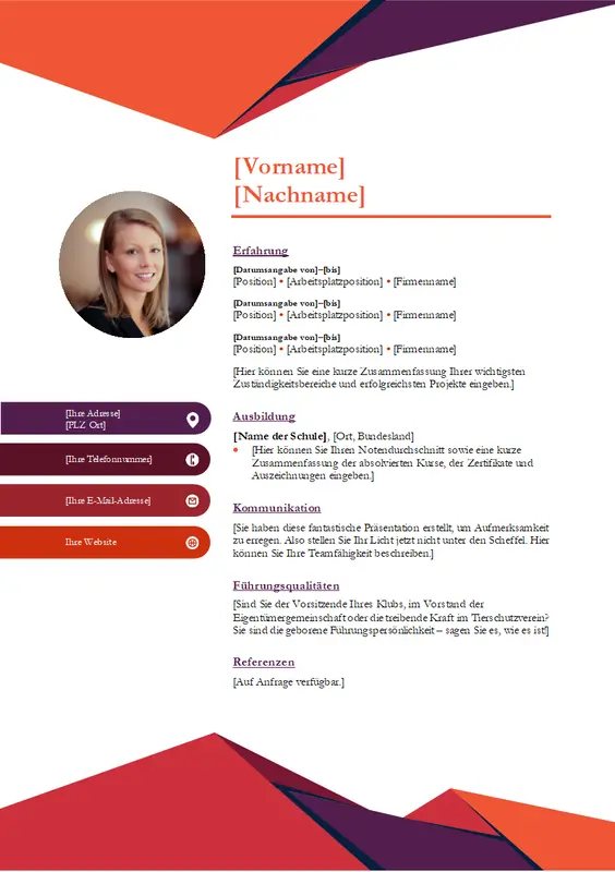 Zeitgemäßer Lebenslauf mit Foto modern-geometric