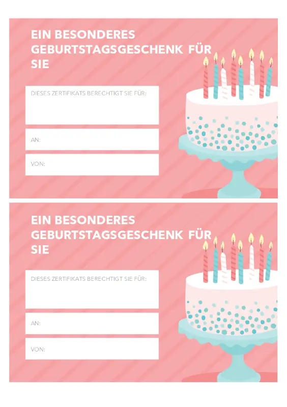 Geschenkgutschein zum Geburtstag (helles Design) pink whimsical-color-block