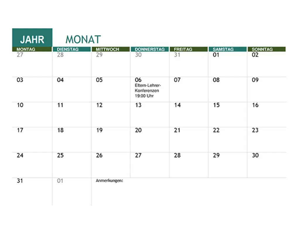 Akademischer Kalender modern simple