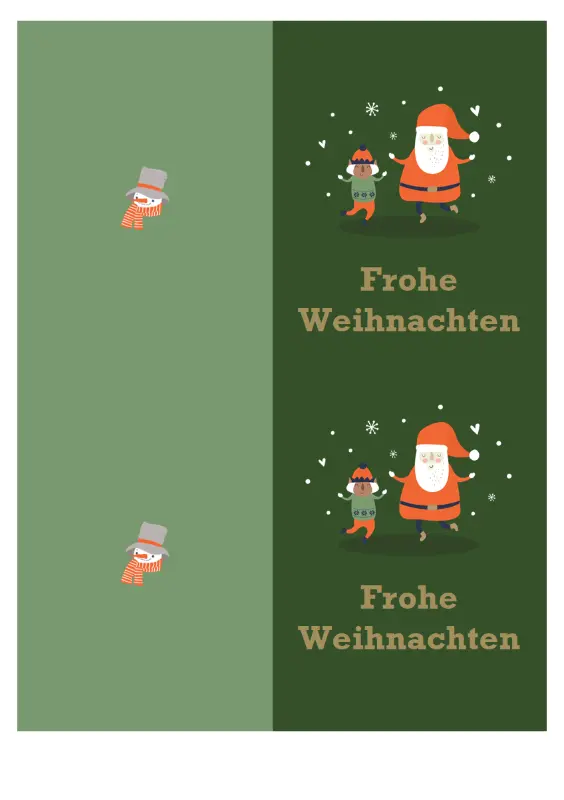 Weihnachtskarten (Geist-der-Weihnacht-Design, 2 pro Seite, für Avery-Papier) green whimsical-color-block